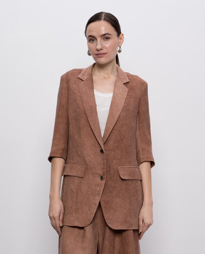 UMA WANG Kaly brown jacket with linen UW6002
