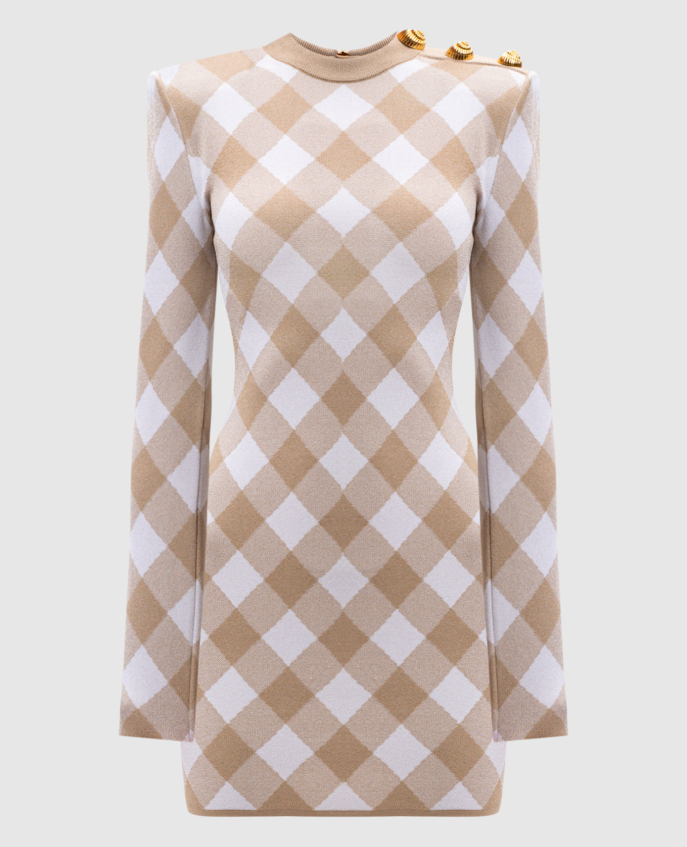 

Beige mini dress in a geometric pattern Balmain