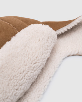 Yves Salomon Enfant Children's brown suede cap with ears 25WEA604XXMSCP