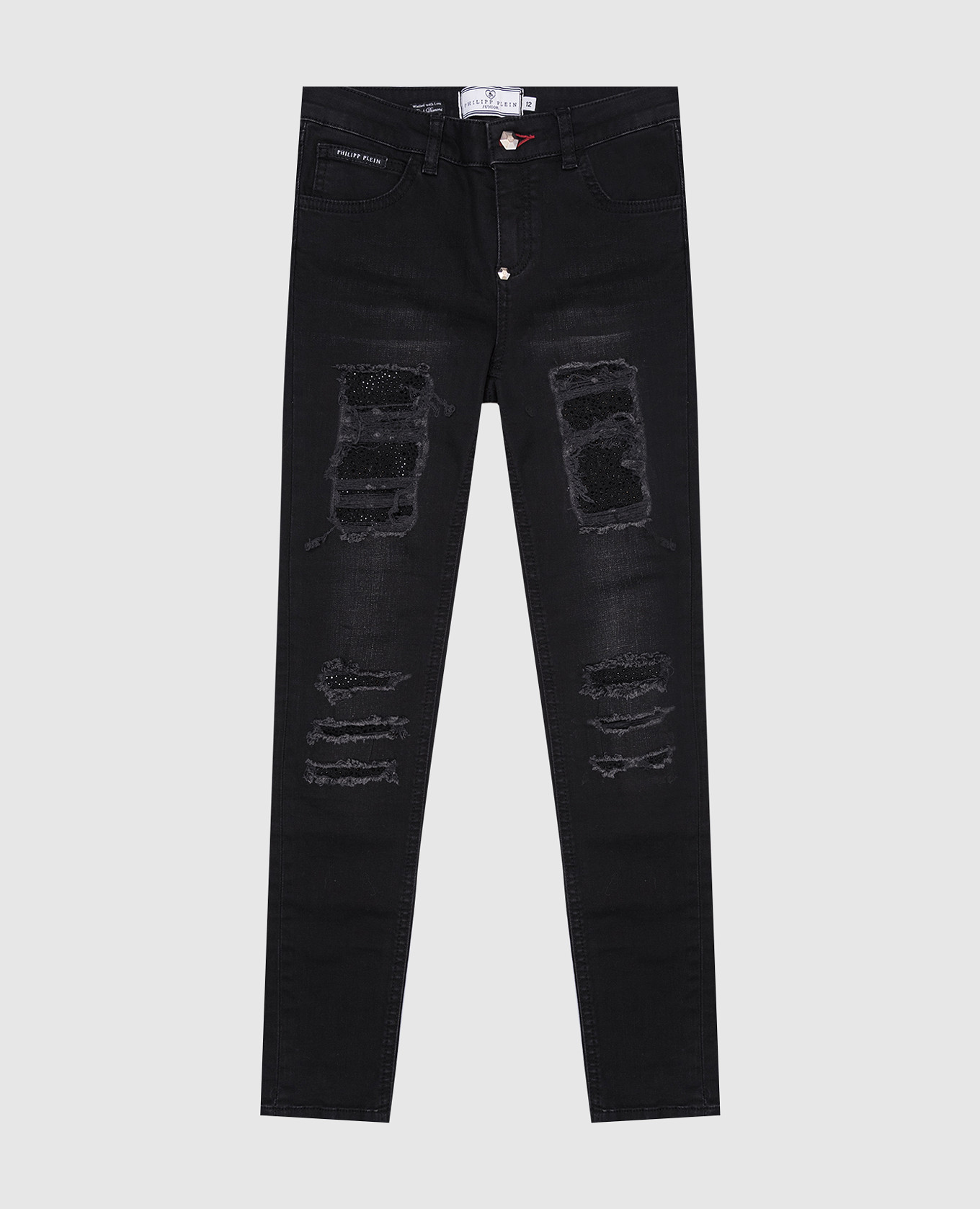 

Children's black slim jeans with slits Philipp Plein