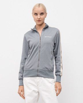 Palm Angels Grey sports jacket with logo embroidery PWBD019F25FAB001