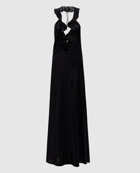 Materiel Black silk maxi dress with ruffles RE25N2202DRBK