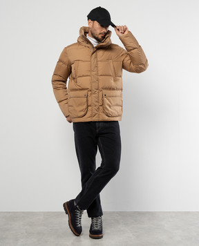 Herno Brown quilted down jacket with logo PI001140U12004Z
