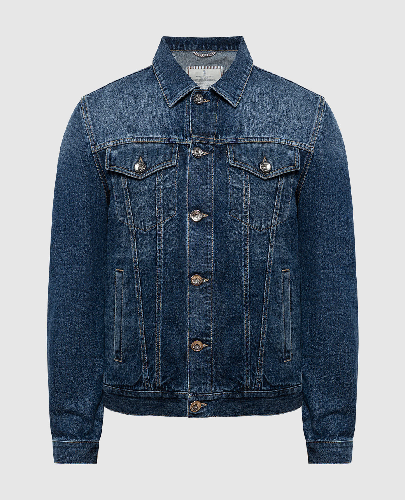 

Blue denim jacket with a distressed effect Brunello Cucinelli
