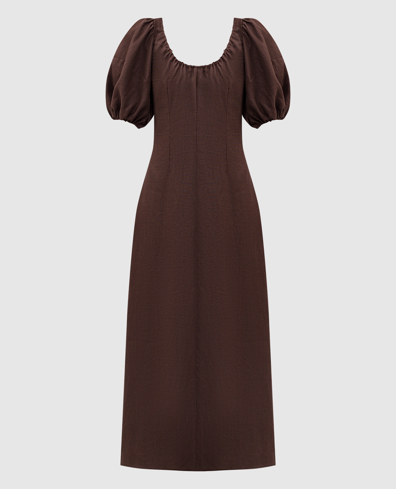 

Vence brown linen midi dress Faithfull