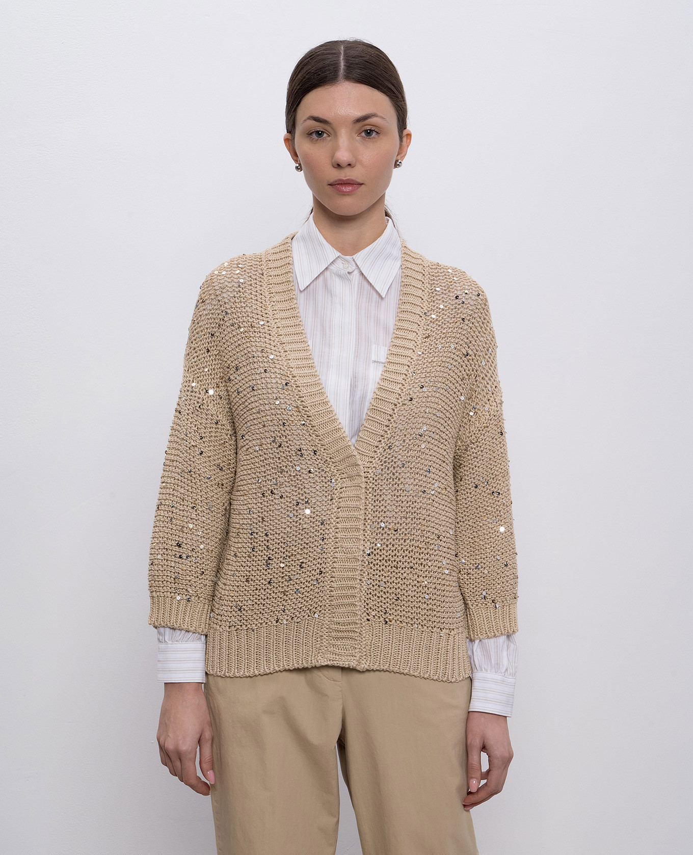 

Beige cardigan with sequins Peserico