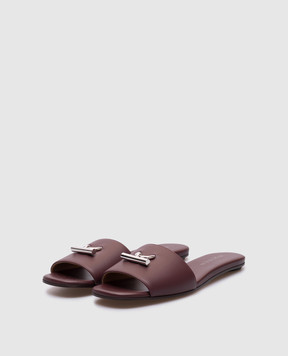 Alexander McQueen Burgundy leather T-bar flip-flops 817471WIACT