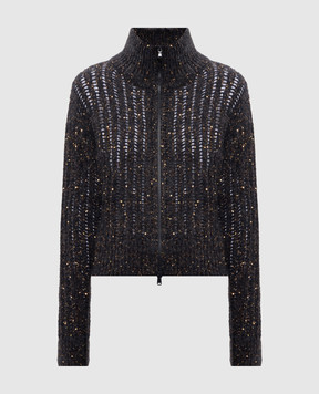 Brunello Cucinelli Blue openwork cardigan with wool and cashmere MGN364316P
