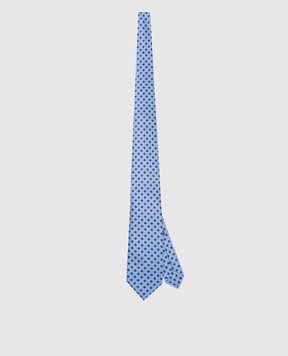 Stefano Ricci Blue tie made of silk in a geometric pattern with crystals CH31057