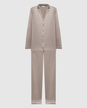 Dore & Rose Beige silk pajamas with edging PREMIUMSILKPJSET