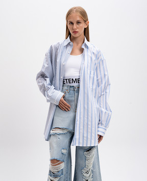 Vetements Blue striped shirt with logo UA65SH366N