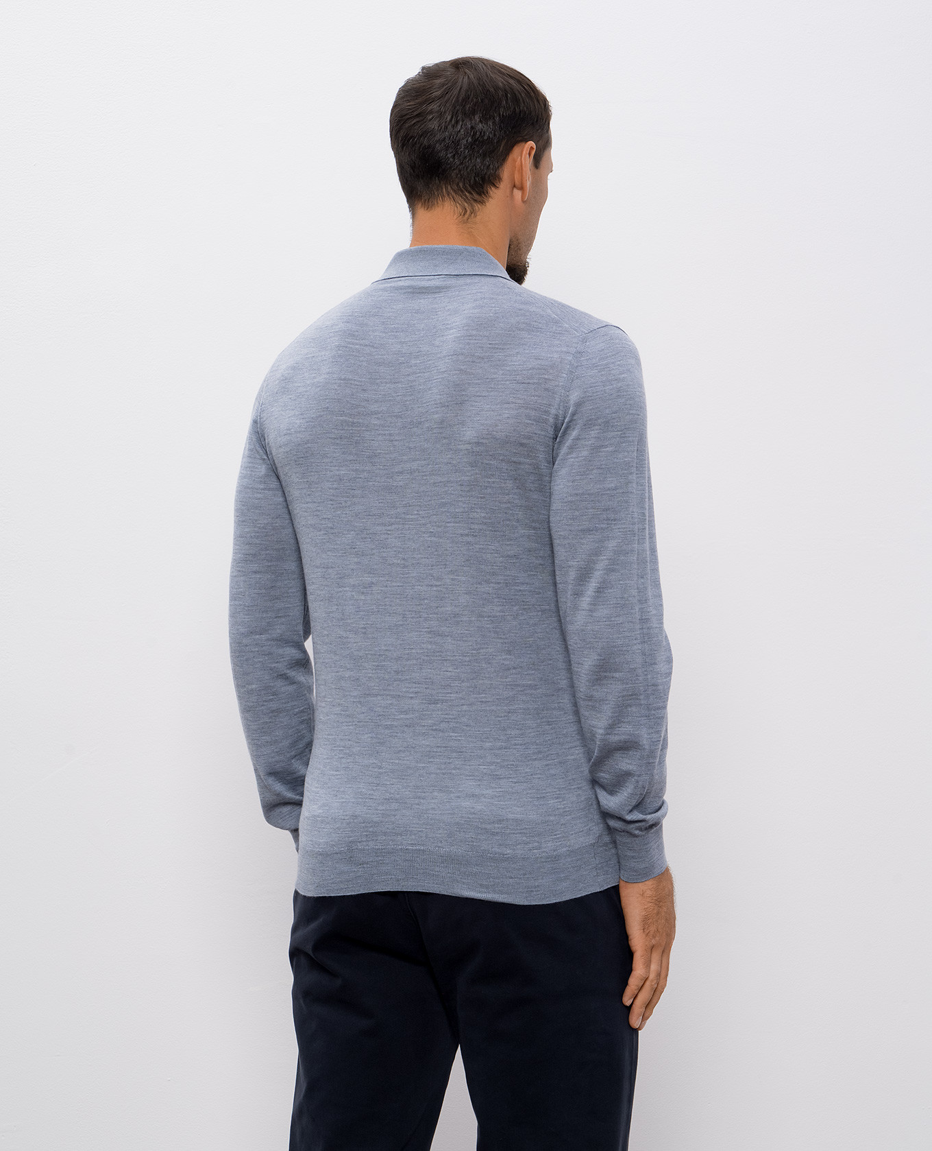 

Blue melange wool polo shirt Enrico Mandelli, Light blue