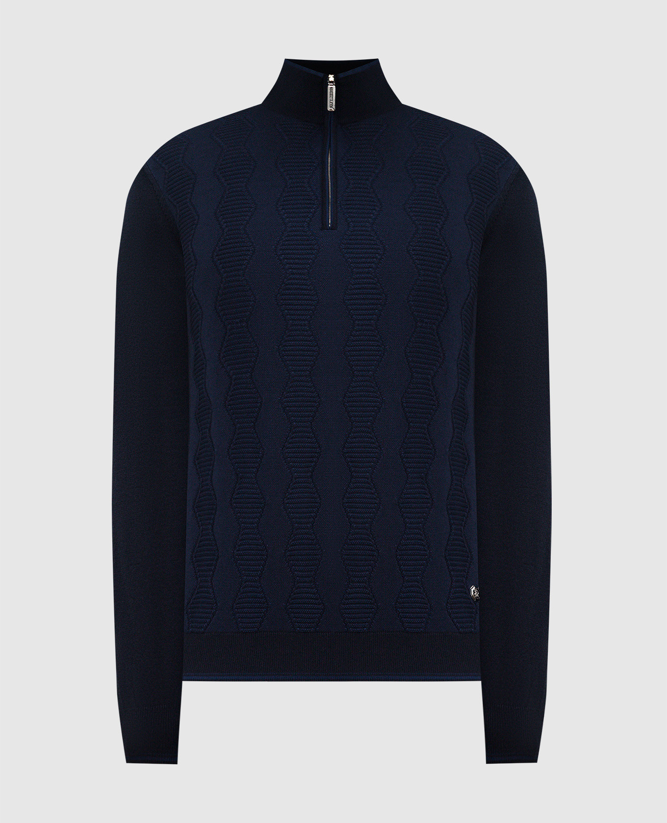 Blue cashmere and silk jumper with monogram