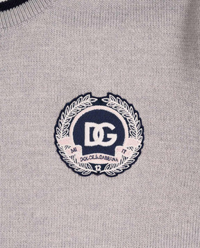 Dolce&Gabbana Children's gray wool sweater with logo L5KWK5JDVB7