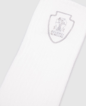 Brunello Cucinelli Children's white socks with logo emblem BCS923TC