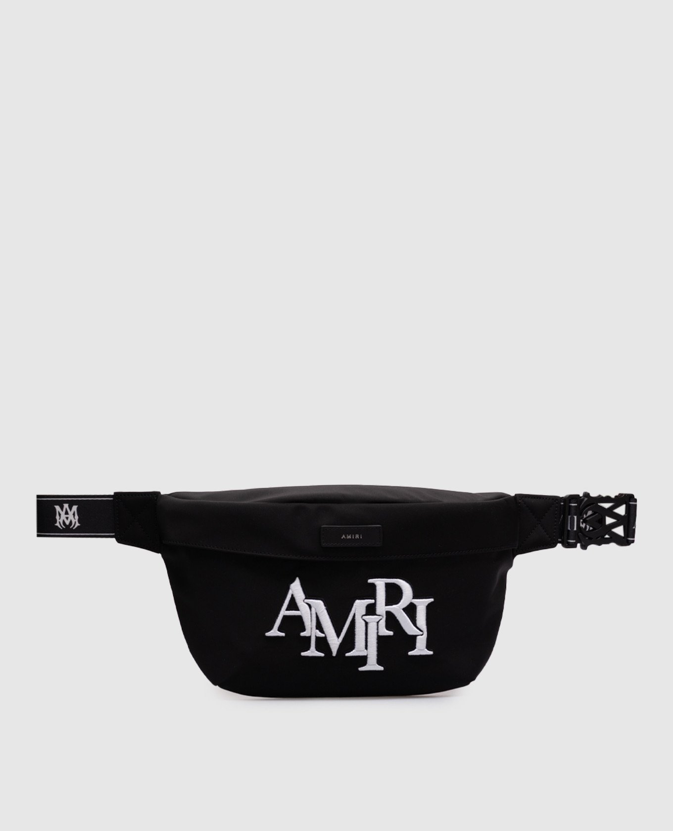 

Black STAGGERED BUM belt bag with textured logo AMIRI