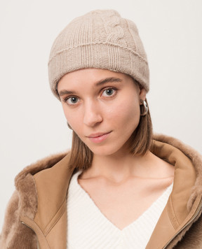 Simonetta Ravizza Beige cap CERVINO made of cashmere F04KN95T68TR