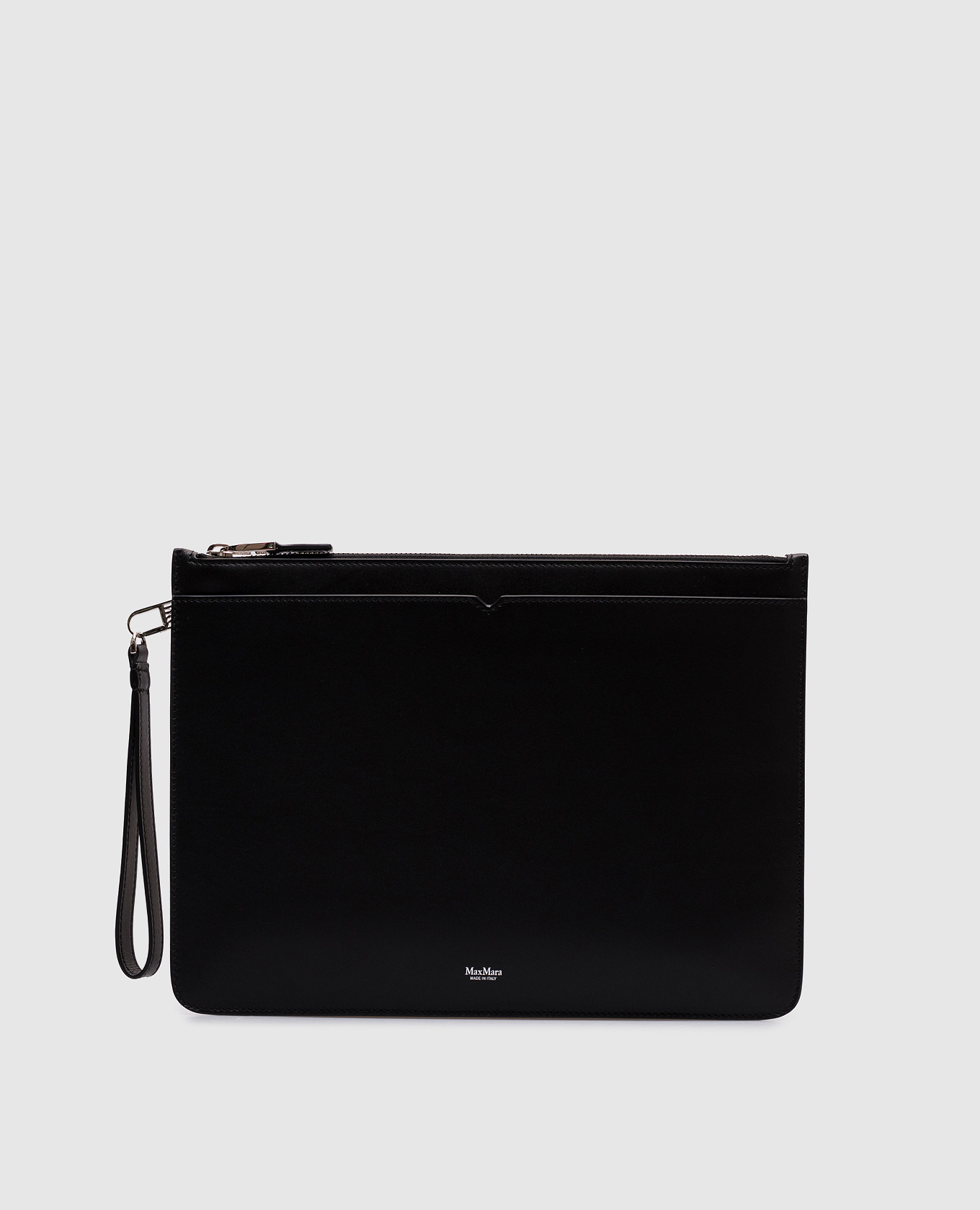 

Black leather clutch with logo Max Mara