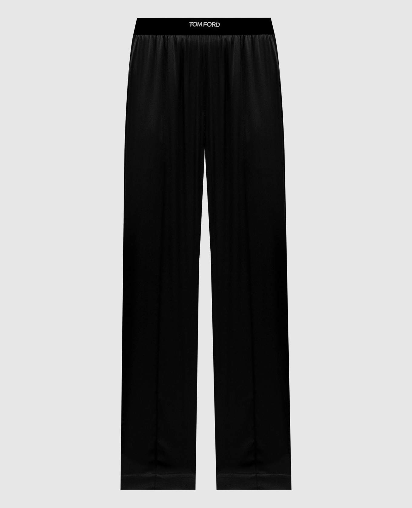TOM FORD PAW397FAX881AW013 関税送料込 Tom Ford - Black silk trousers with logo patch PAW397FAX881
