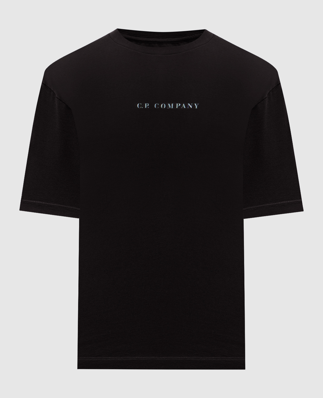 Black T-shirt with logo and emblem print C.P. Company