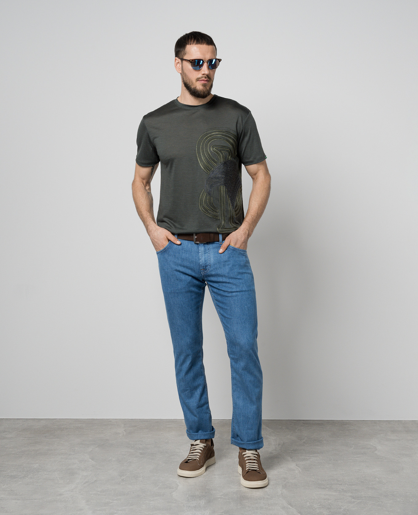 

Blue jeans with metallic logo Stefano Ricci, Light blue