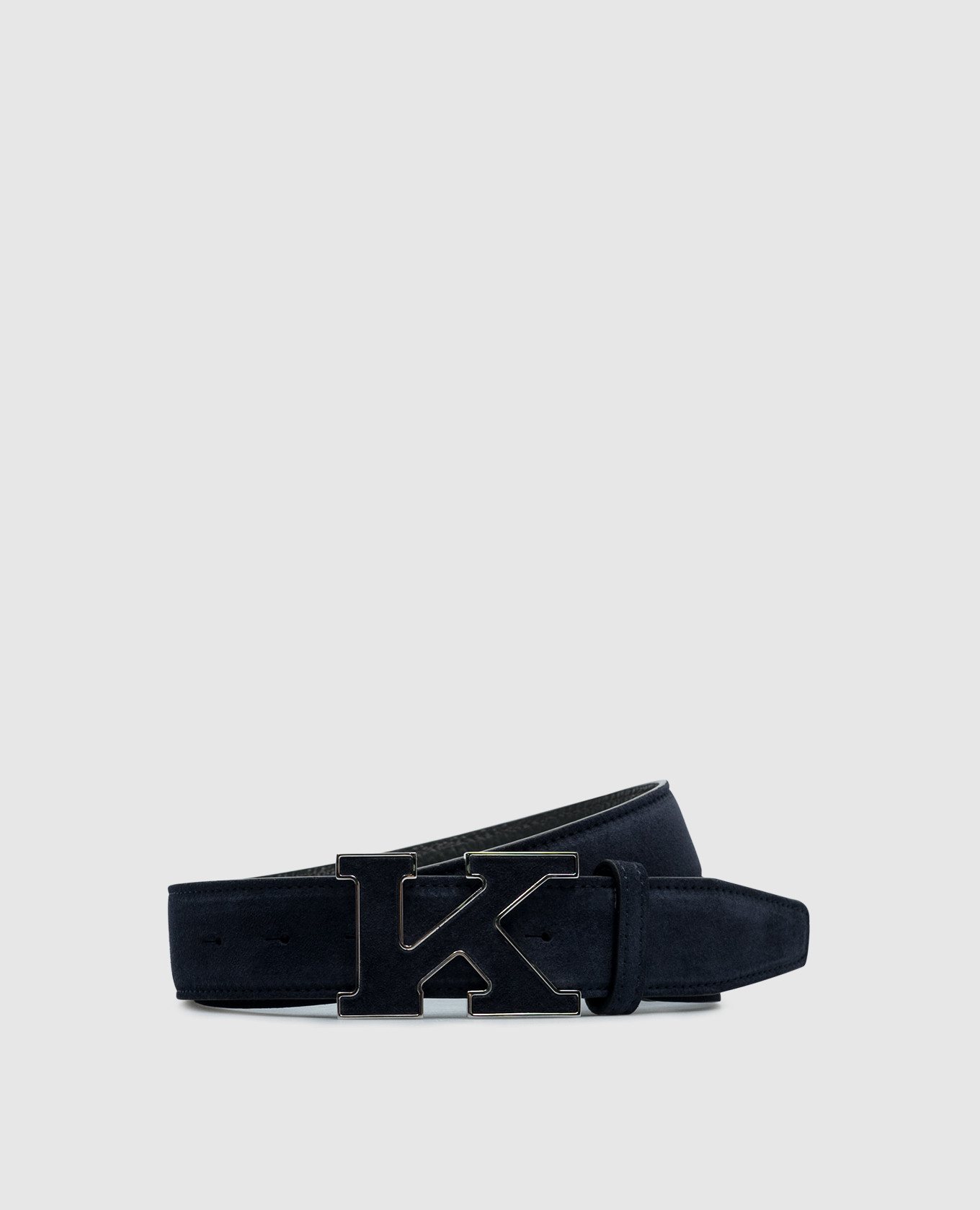 

Blue suede belt with logo Kiton