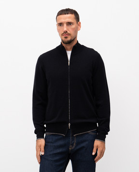 Peserico Blue wool and cashmere cardigan R59402F129A470