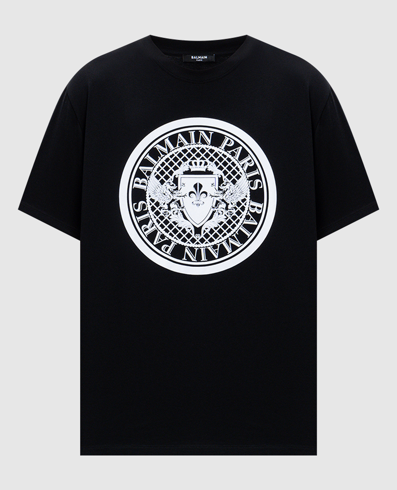 

Black T-shirt with textured emblem Balmain