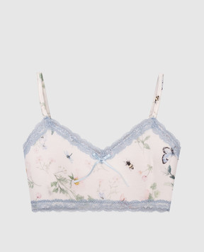 Story Loris Children's white top in floral print with lace 35149