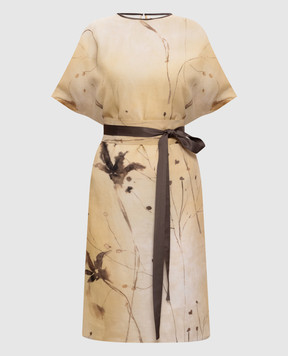 Peserico Yellow floral print midi dress E02046A04764