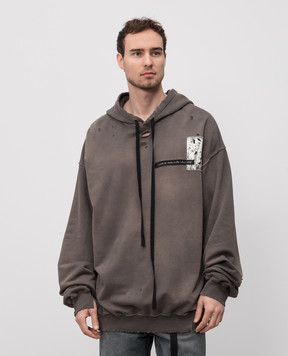 Ann Demeulemeester Grey hoodie with vintage effect B0012871FA640