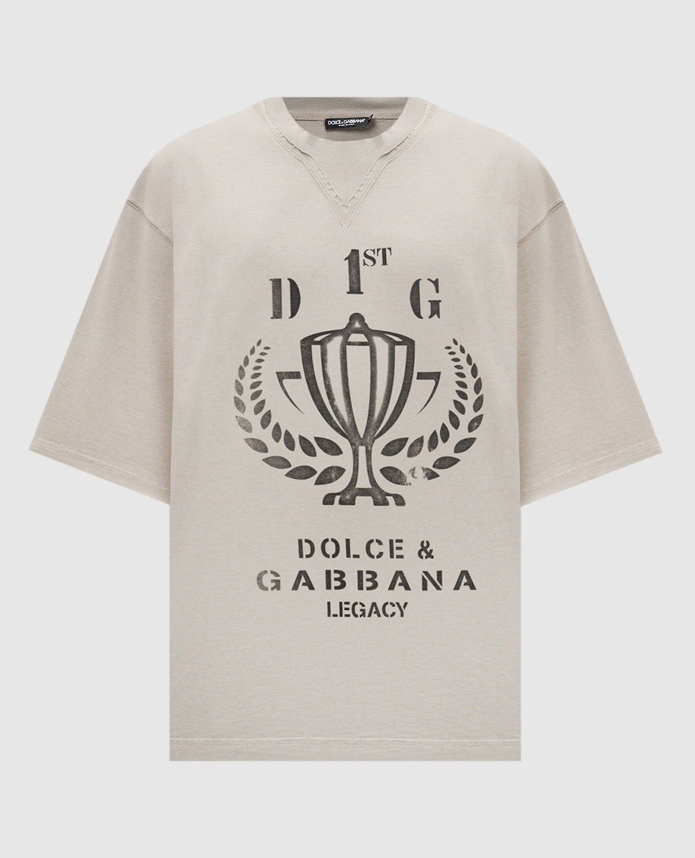 Gray t-shirt with a brand print dolce&gabbana