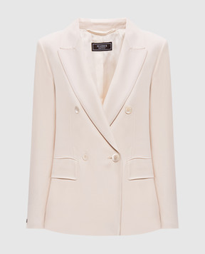 Peserico Beige double-breasted jacket with wool E0190506461