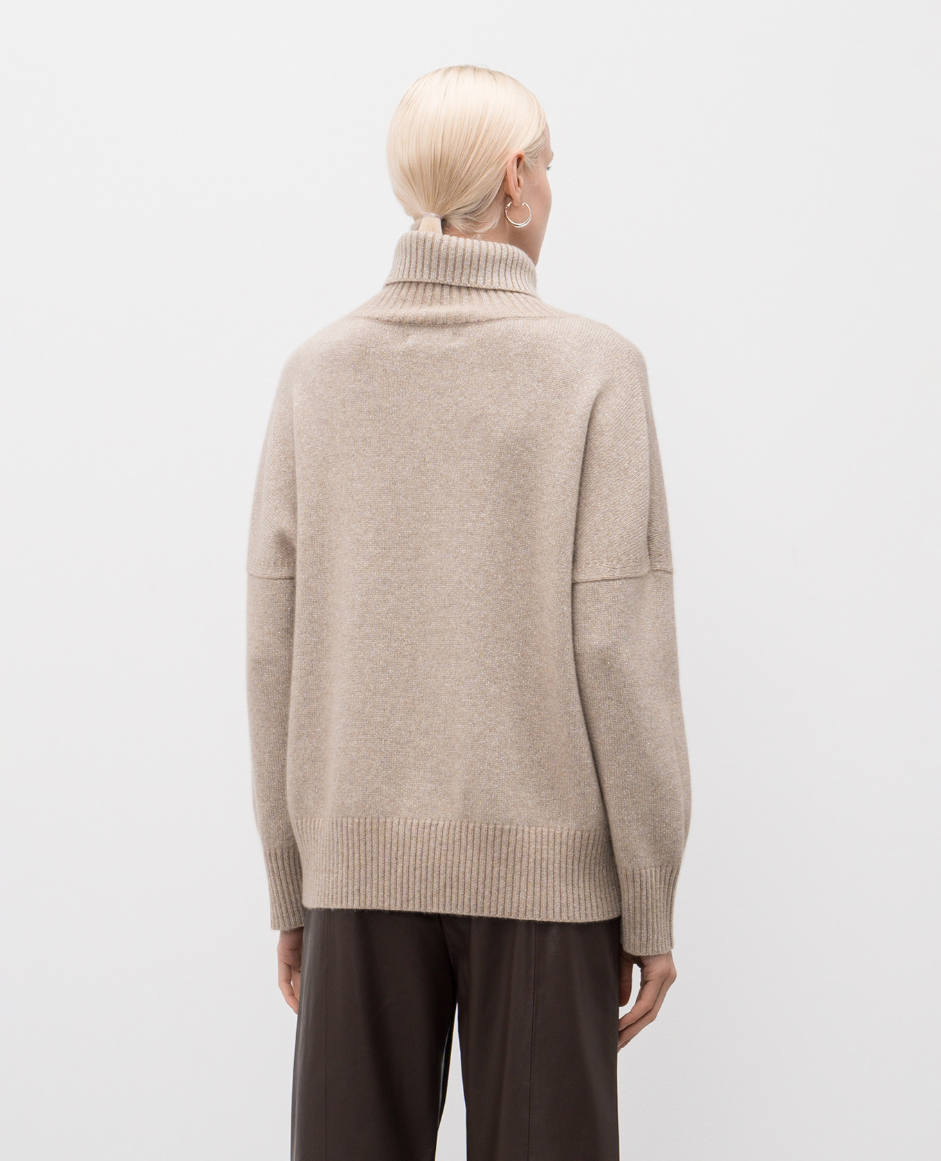 Beige Malaga cashmere sweater with lurex Simonetta Ravizza 4