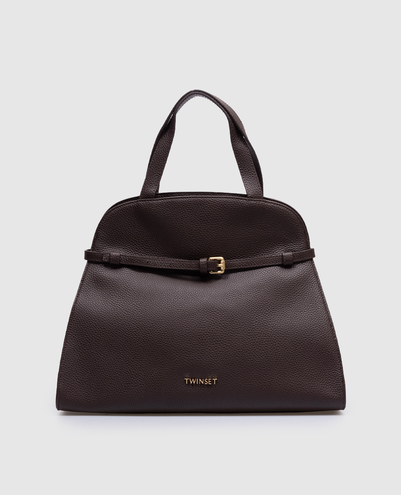 

Brown leather bag with logo Twinset