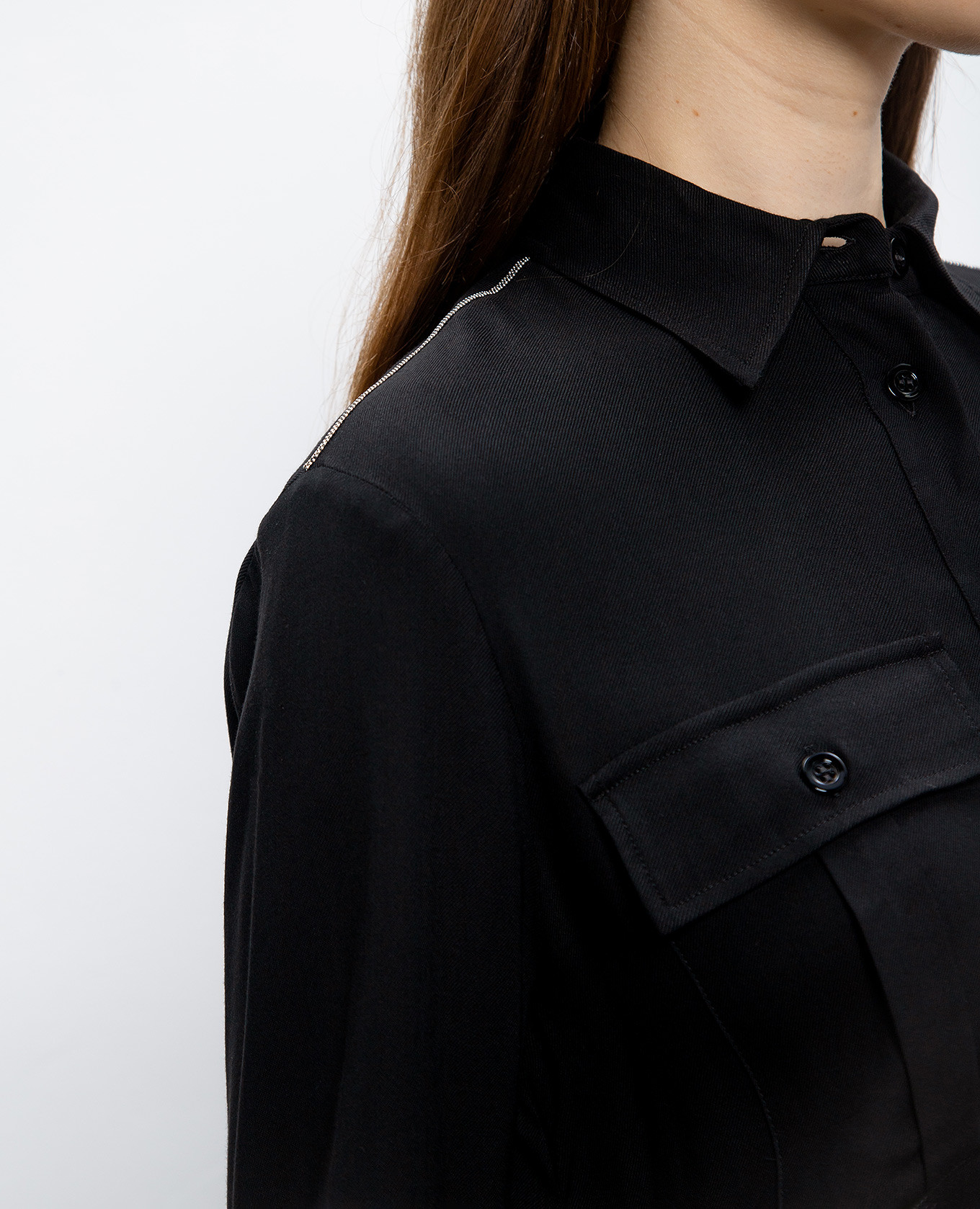 

Black wool polo dress with monil chain Peserico