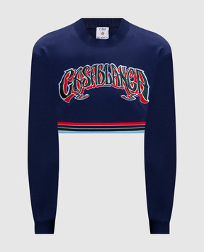Casablanca Blue cropped sweatshirt with logo embroidery WS25KW98201