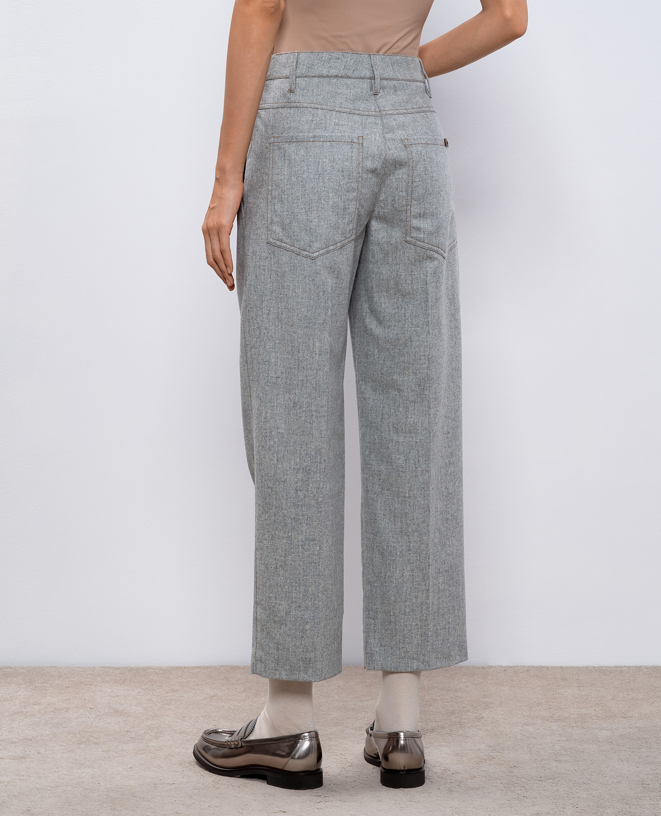 

Gray wool and cashmere trousers with a patch Brunello Cucinelli, Grey