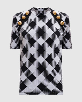 Balmain White t-shirt in a geometric pattern DF0EF091JJ36
