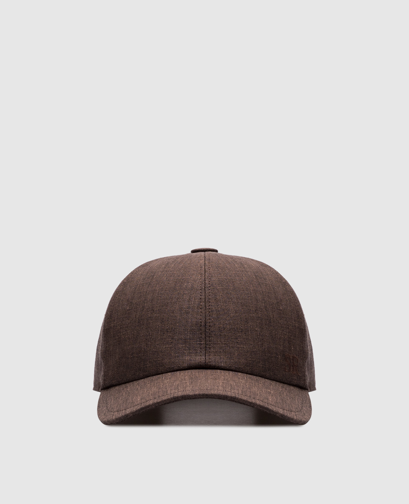 

Brown linen, wool and silk cap with logo monogram Stefano Ricci