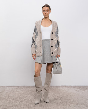 Ermanno Scervino Beige cardigan with patterned wool D475N318RUIU