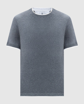 Brunello Cucinelli Grey melange layered T-shirt M0B137427