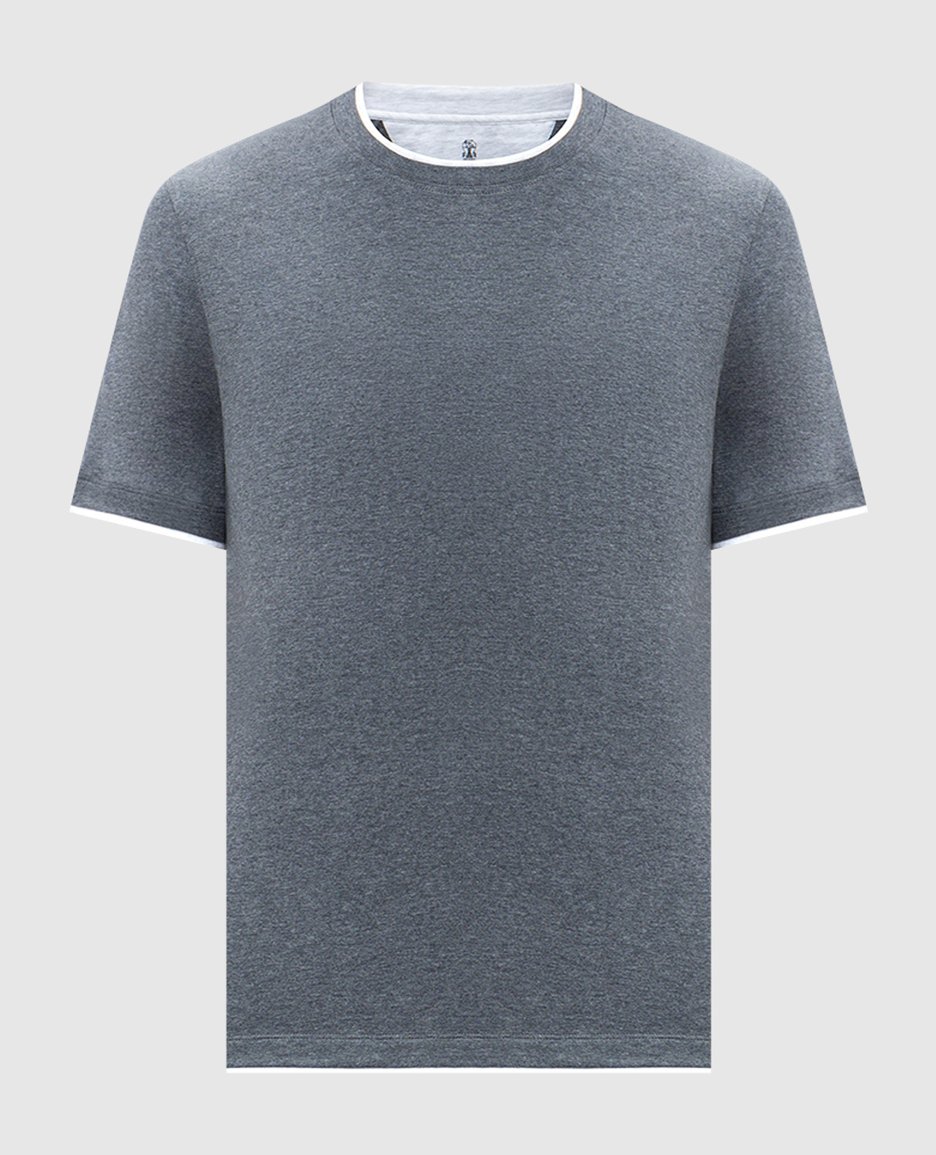 Grey melange layered T-shirt Brunello Cucinelli