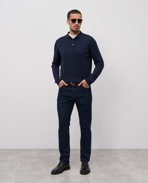 ISAIA Blue silk polo shirt MG8327Y0470