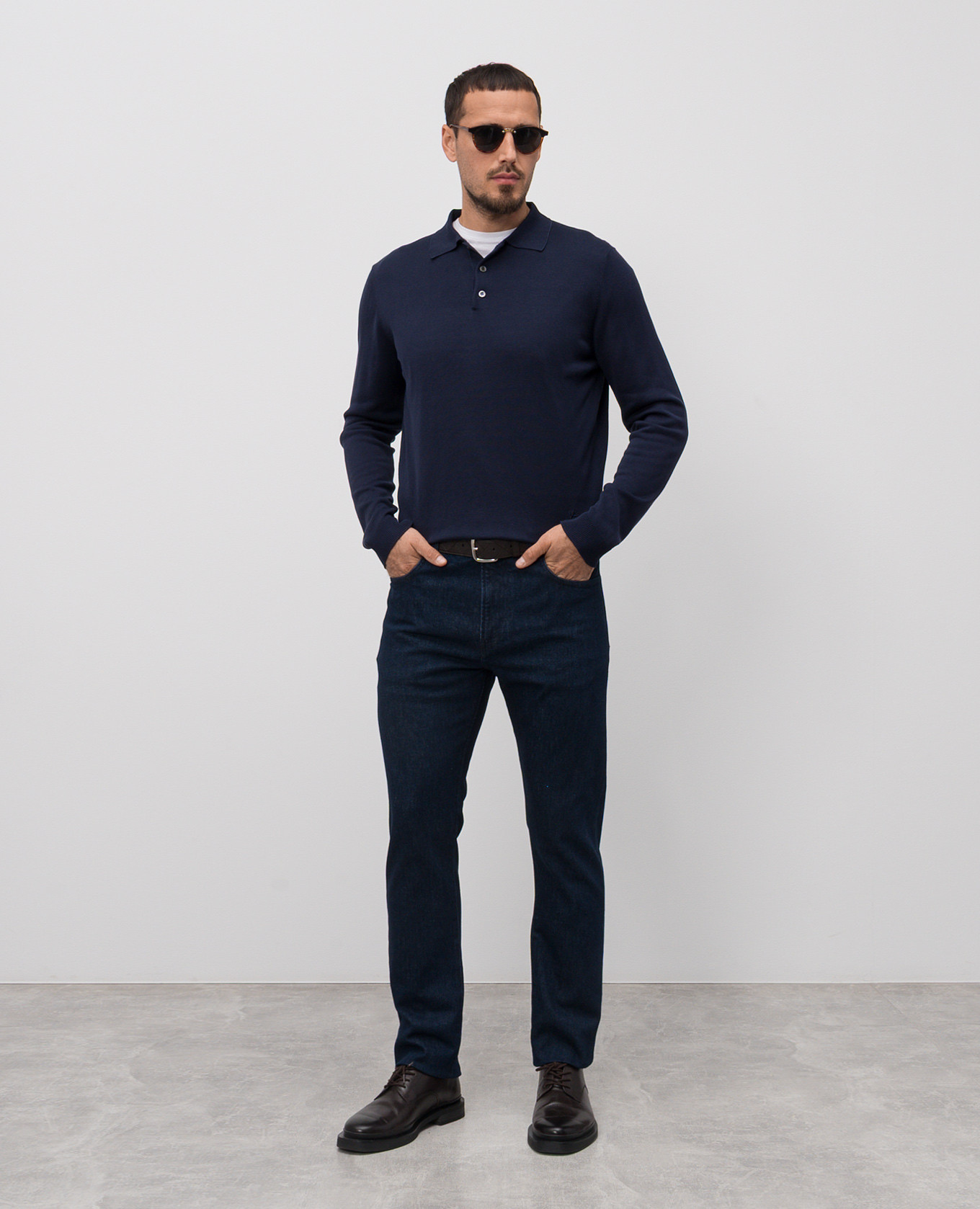 Blue silk polo shirt ISAIA 2