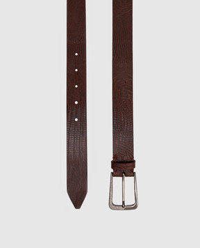 Brunello Cucinelli Burgundy leather belt with reptile leather embossing M0TEJC33M