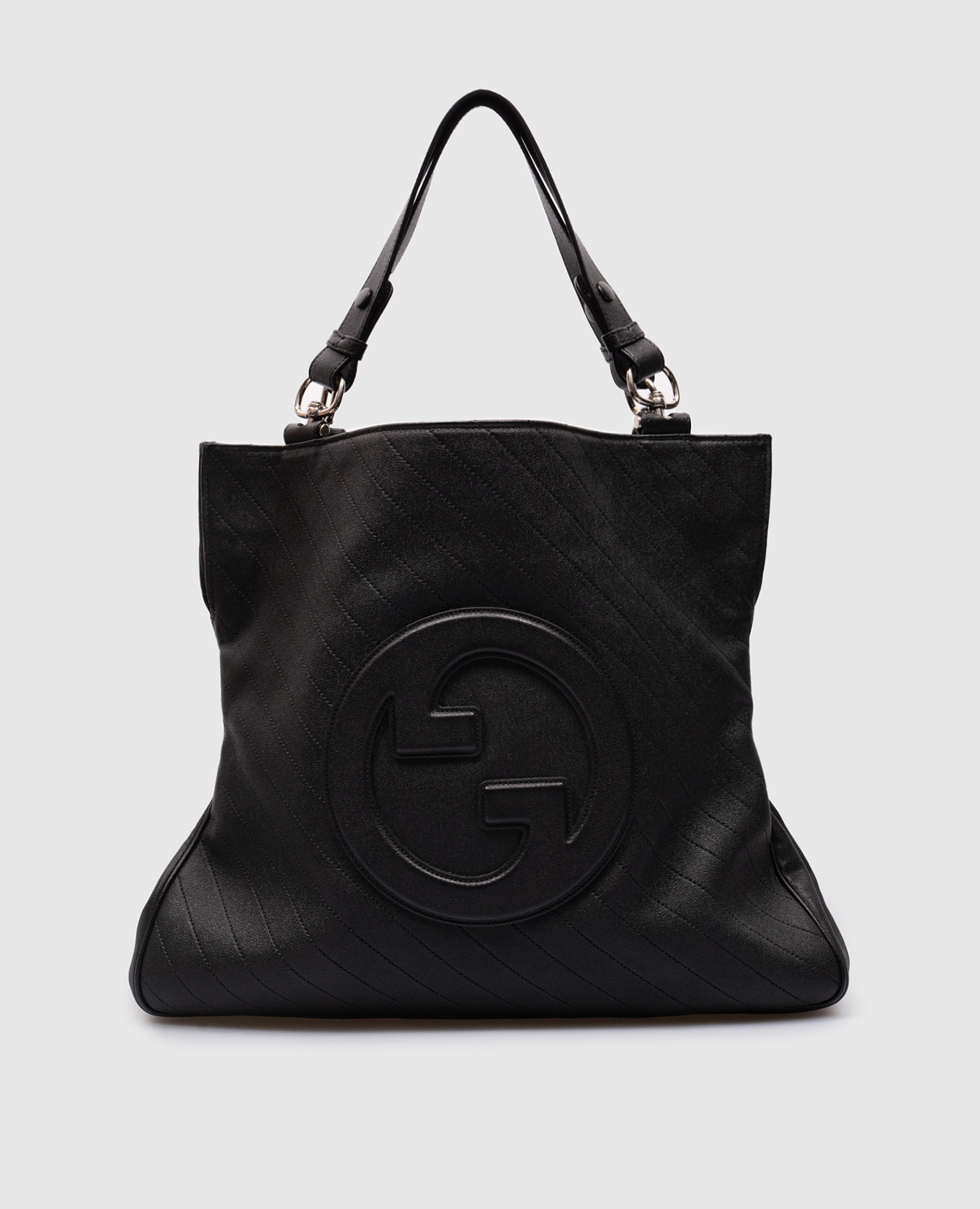 

Black leather bag with textured logo Gucci