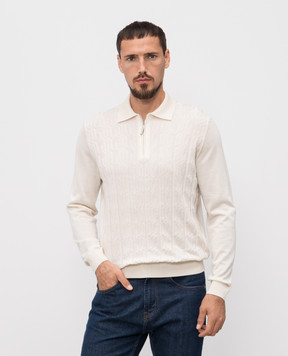 Stefano Ricci Beige cashmere and silk polo shirt K808096P30F25374