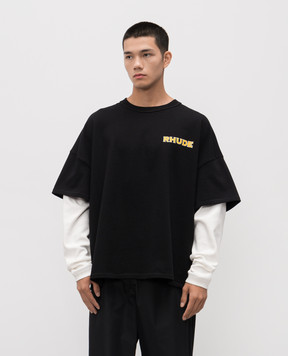 Rhude Black double-layer sweatshirt with logo RHPF25TT19012
