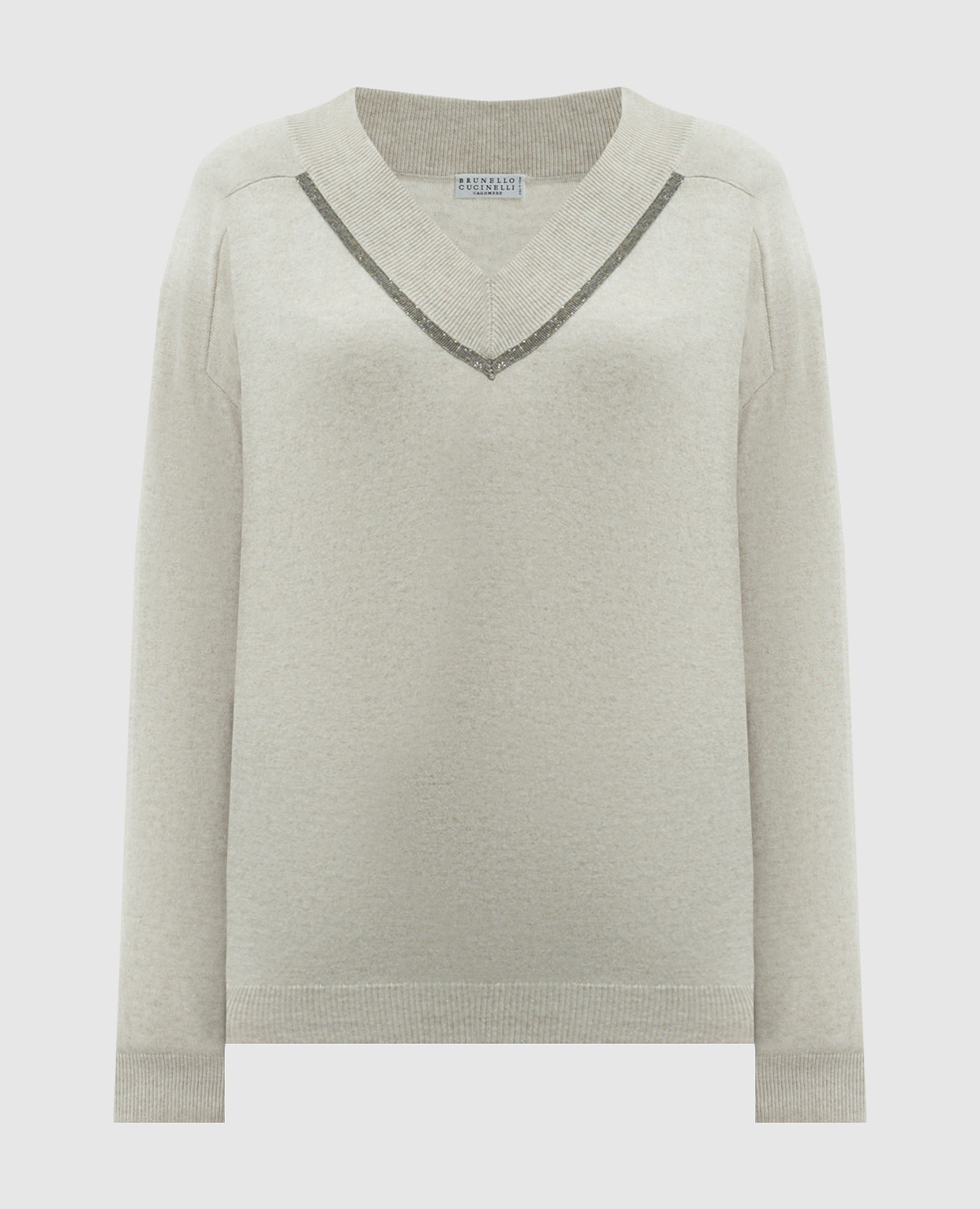 

Beige cashmere pullover with monil chain Brunello Cucinelli